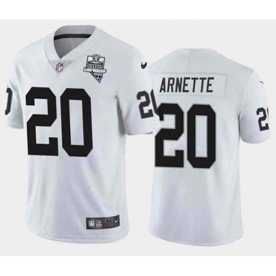 Men's Oakland Raiders White #20 Damon Arnette 2020 Inaugural Season Vapor Limited Stitched NFL Jersey